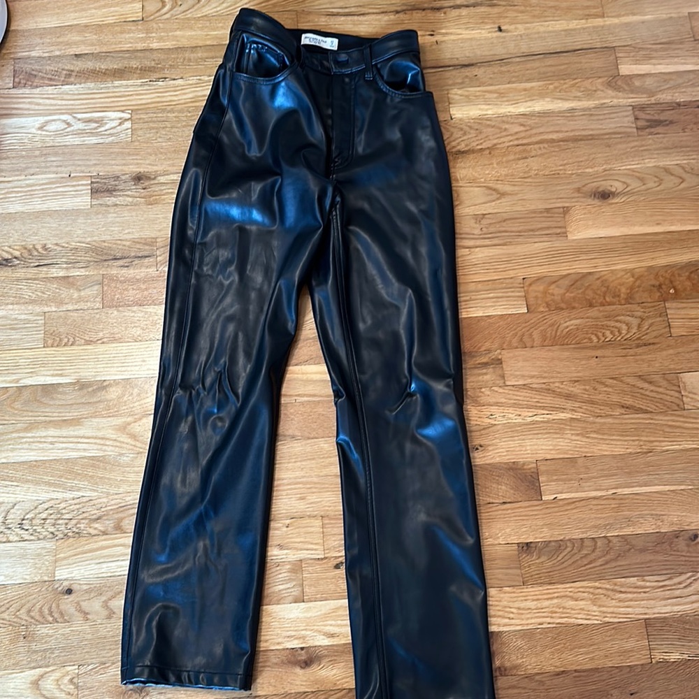 Abercrombie Vegan Leather 90s Straight Ultra High Rise Pants